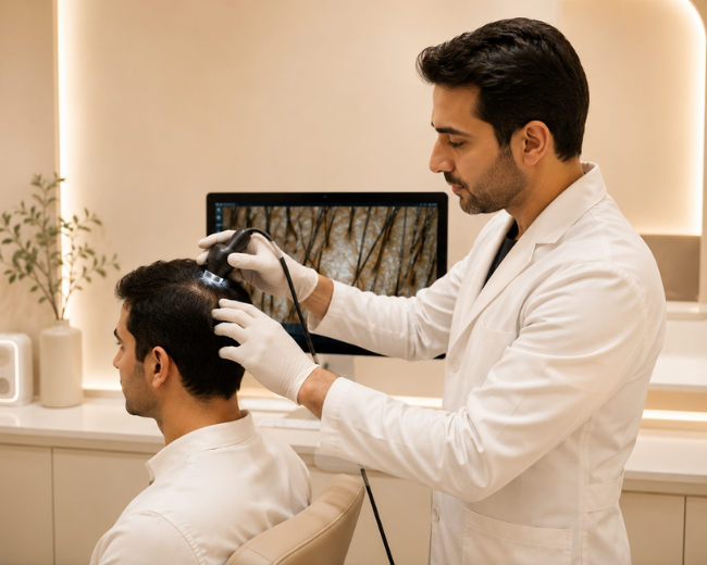 Hair and scalp analysis at Neoskyn Hospital